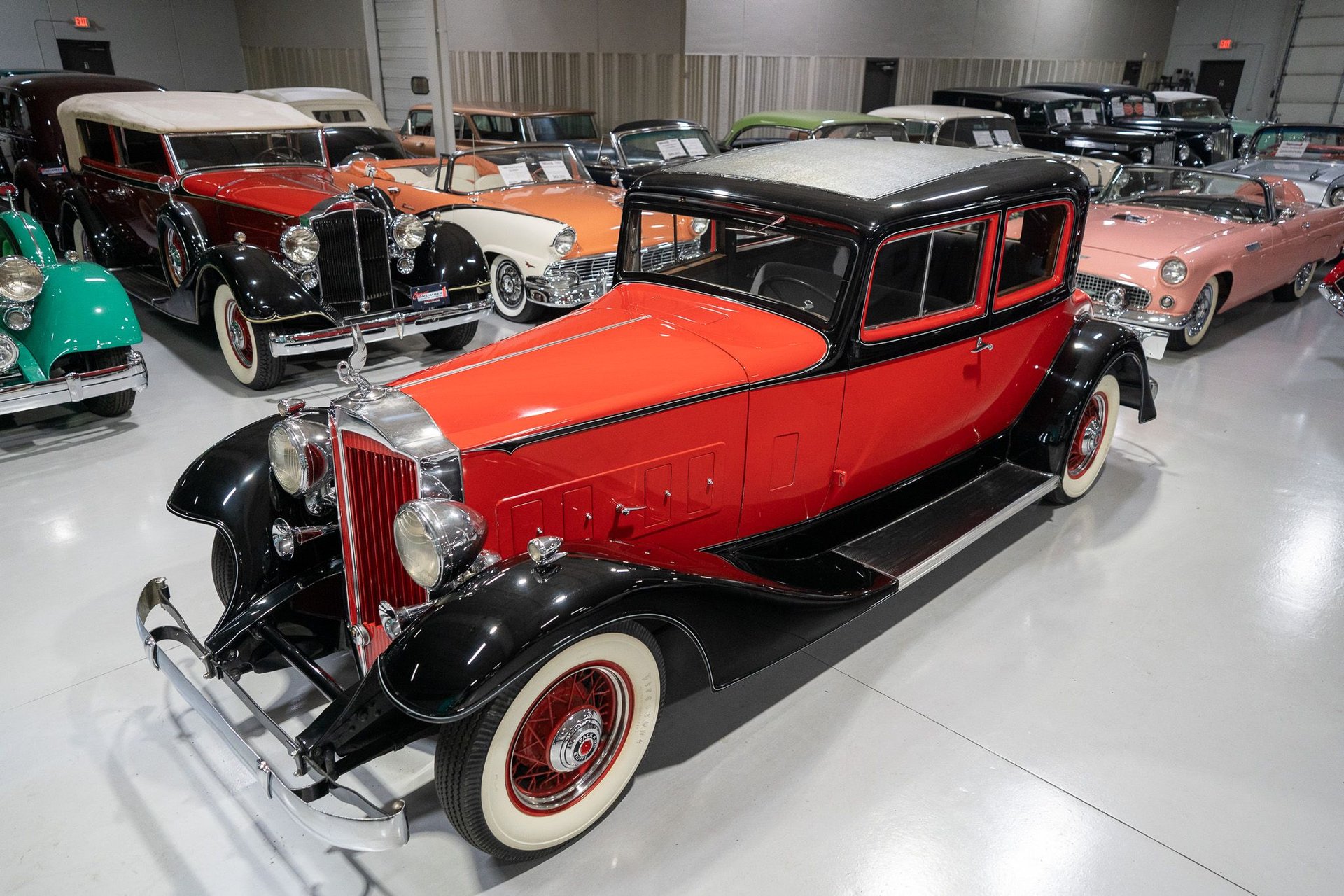 1933 Packard Eight in Flame Cardinal & Sable Black