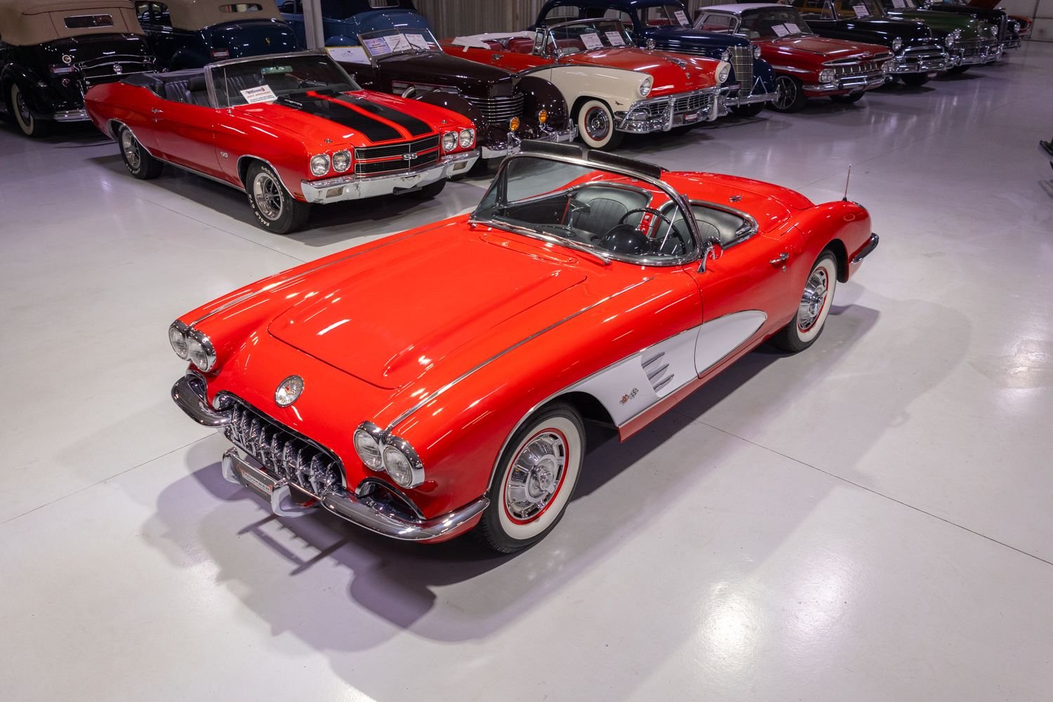 1960 Chevrolet Corvette Convertible in Roman Red w/ Ermine White Coves